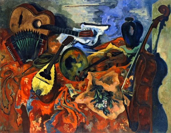 Heinrich Nauen (1880-1941) Still life with Musical Instruments (1927)