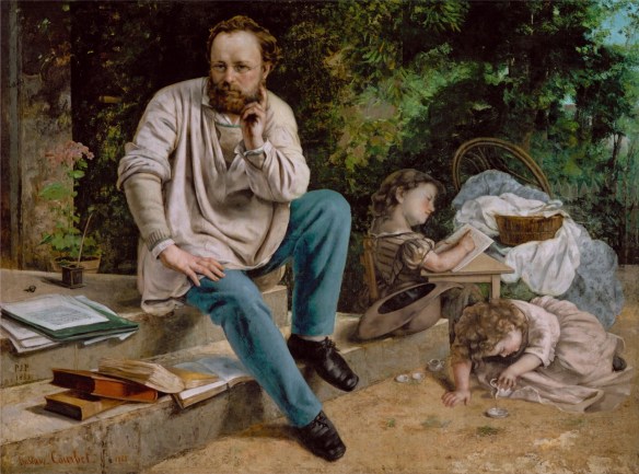 Pierre Joseph Proudhon (1809-65) and his children in 1853, 1865 (oil on canvas)