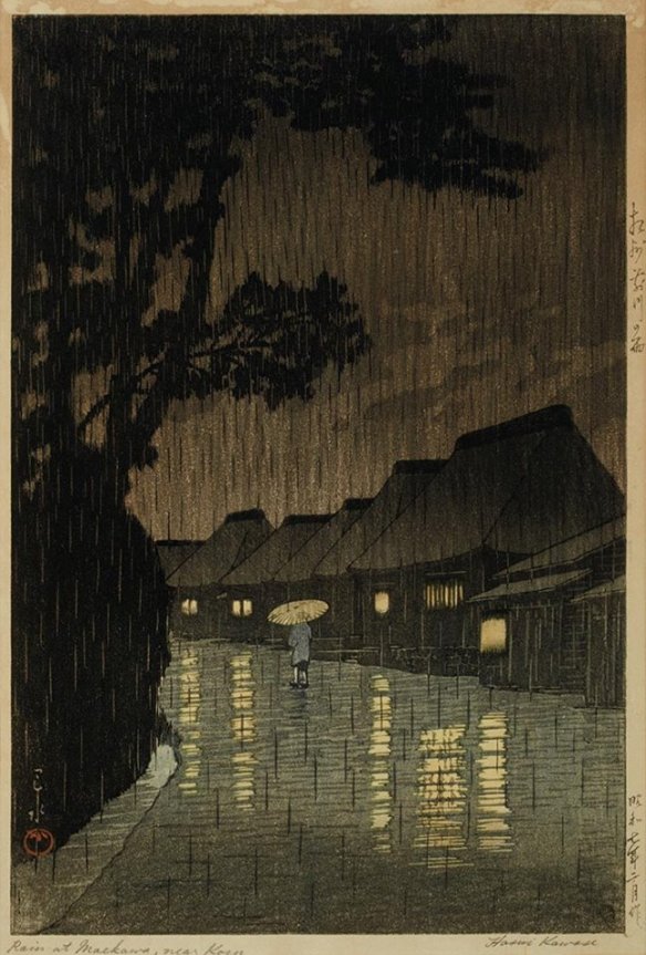 Kawase Hasui (1883-1957), Rainy season at Ryoshimachi, Shinagawa (1931)