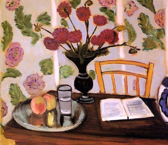 Henri Matisse (1869-1954) Still Life - Bouquet of Dahlias and White Book (1923)