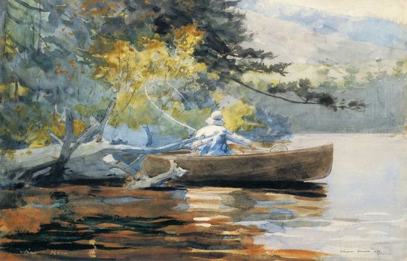Winslow Homer (USA 1836-1910) A Good One, Adirondacks (1889)