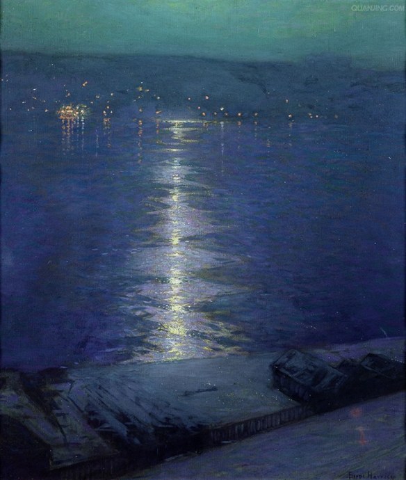 Lowell Birge Harrison (USA 1854-1929) Clair de lune sur la rivière - Moonlight on the River (1919)