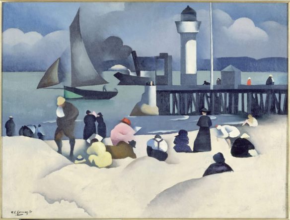 Paul-Elie Gernez (France 1888-1948) Baigneuses devant la jetée - Bathers at the Pier (1920)